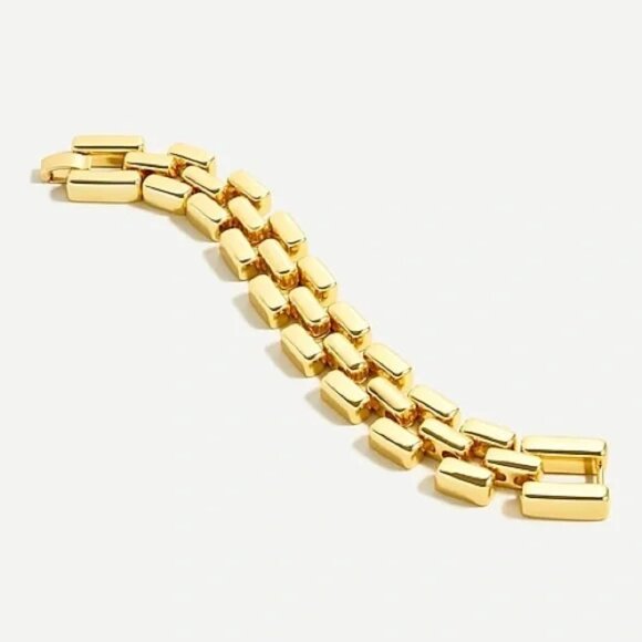 NWT J. Crew flat link gold necklace and bracelet set - Picture 2 of 3